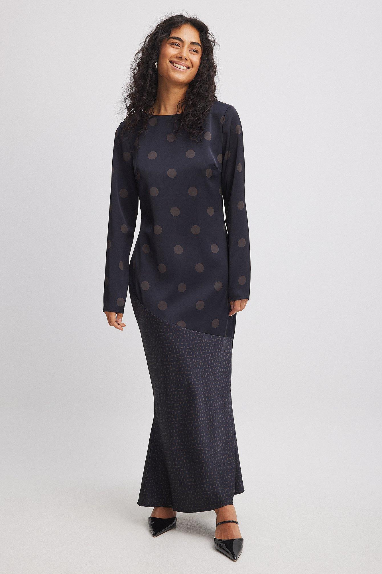 Polka Dot Satin Midi Dress Product Image