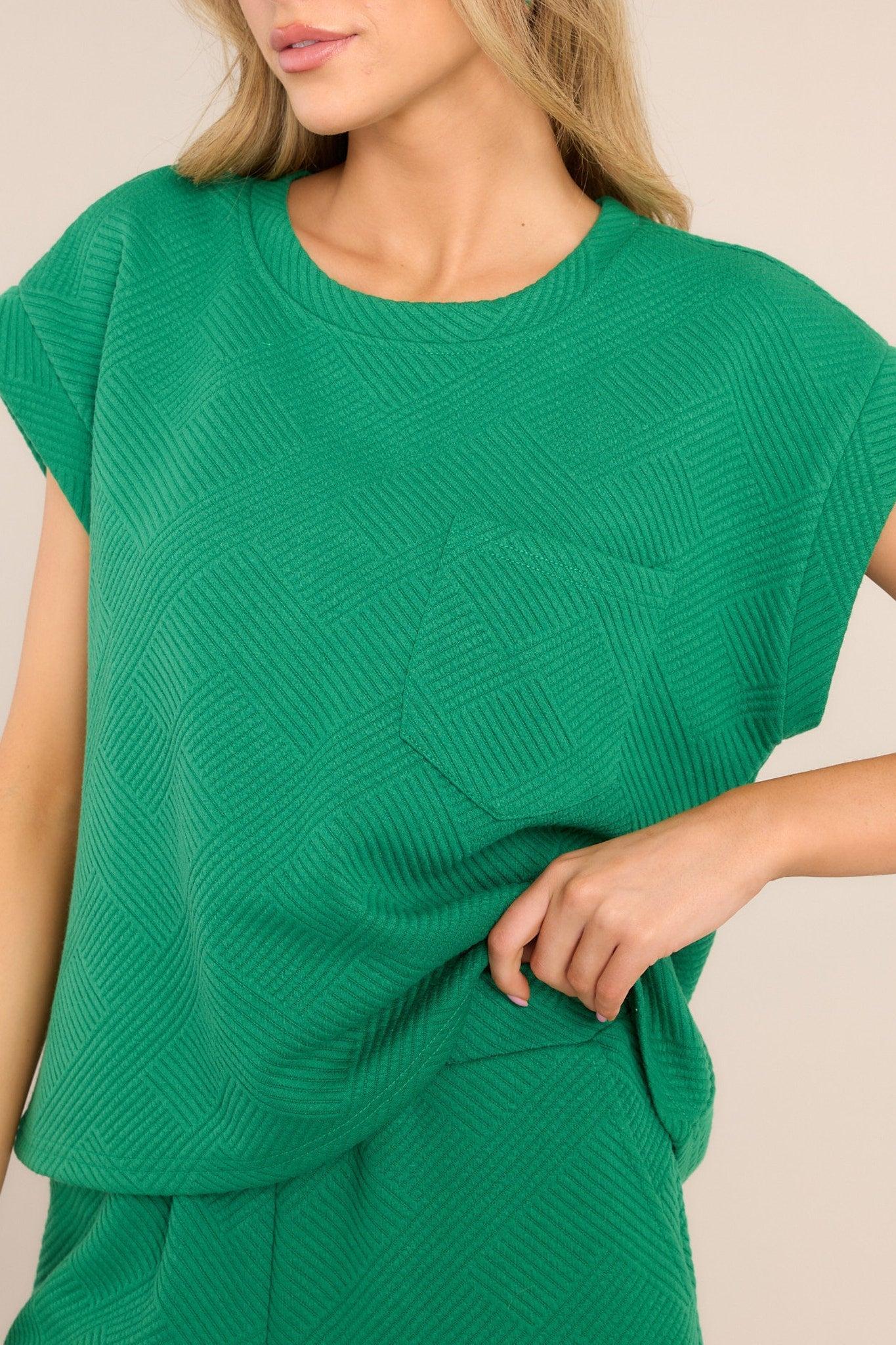 Keep It Creative Kelly Green Textured Short Sleeve Top Product Image