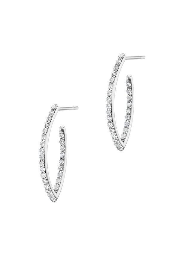 Womens Baby Sterling Silver & 0.63 TCW Diamond Marquise Hoop Earrings Product Image