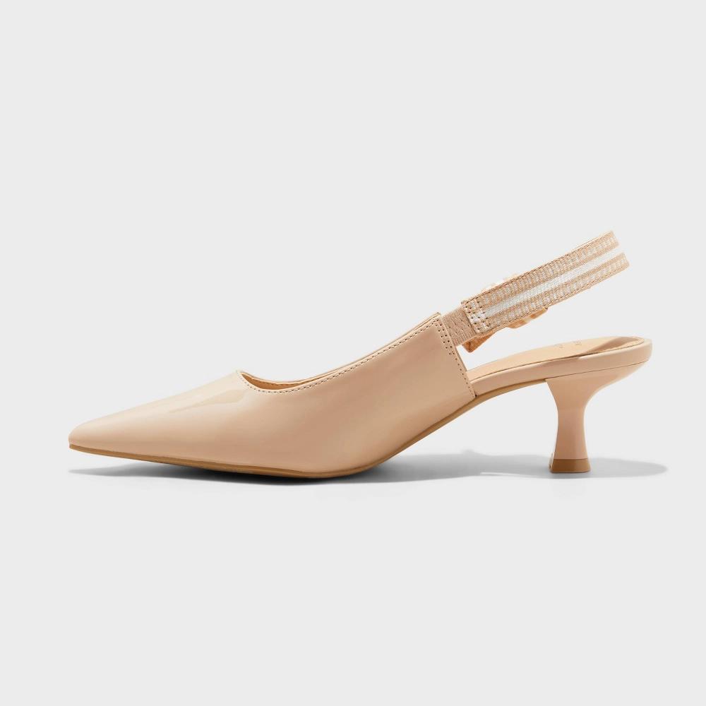 Womens Milan Slingback Kitten Pumps - A New Day Tan 9.5 Product Image