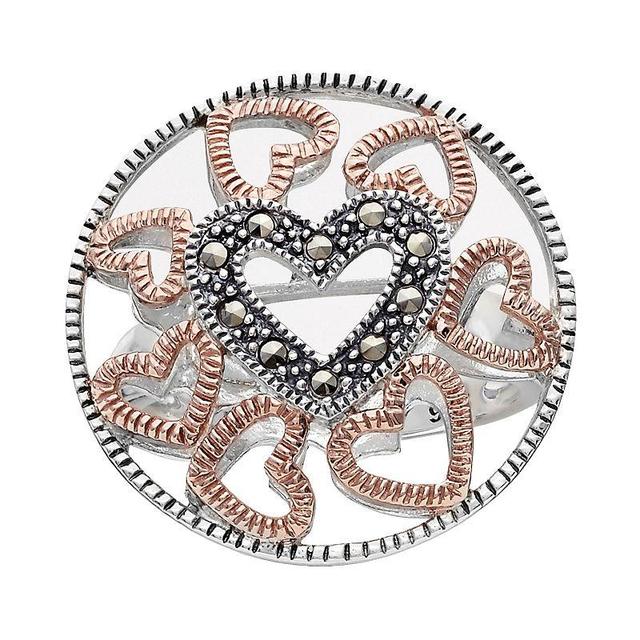 Lavish by TJM 14k Rose Gold Over Silver & Sterling Silver Heart Openwork Ring, Womens Product Image