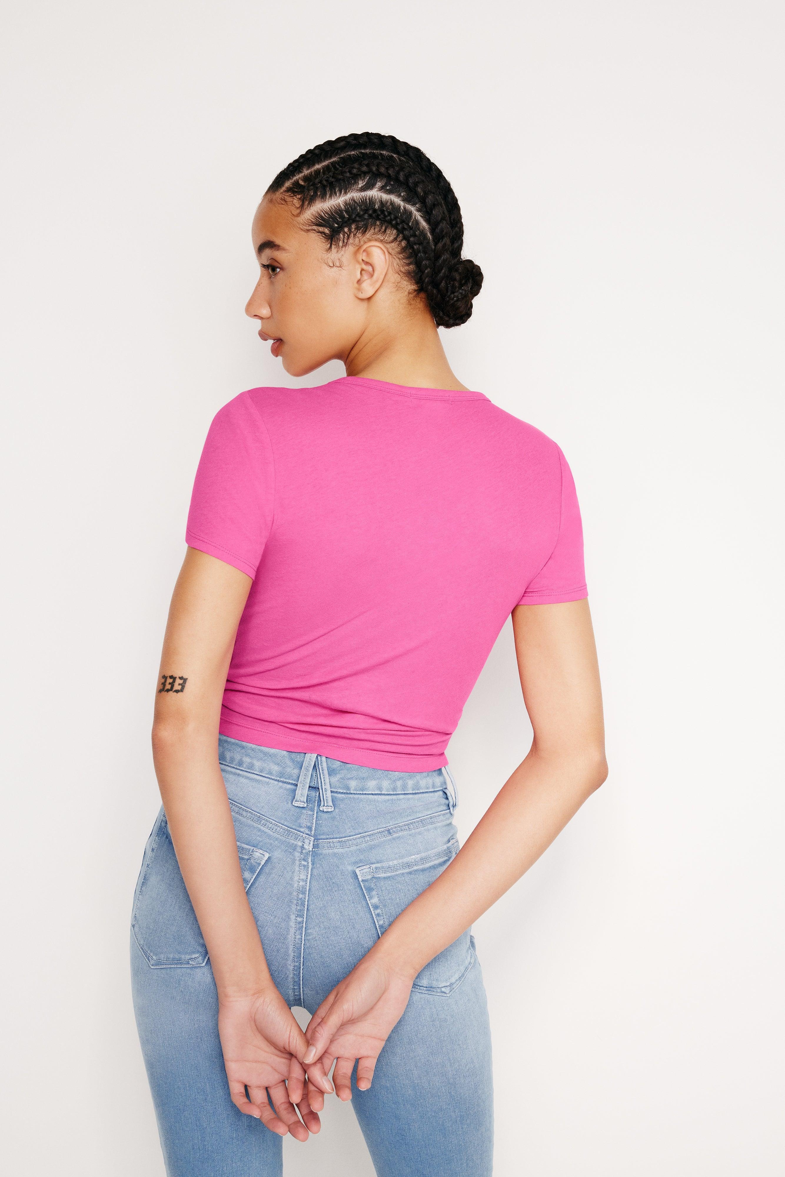 LIGHTWEIGHT SLIM COTTON TEE | PINK GLOW002 Product Image