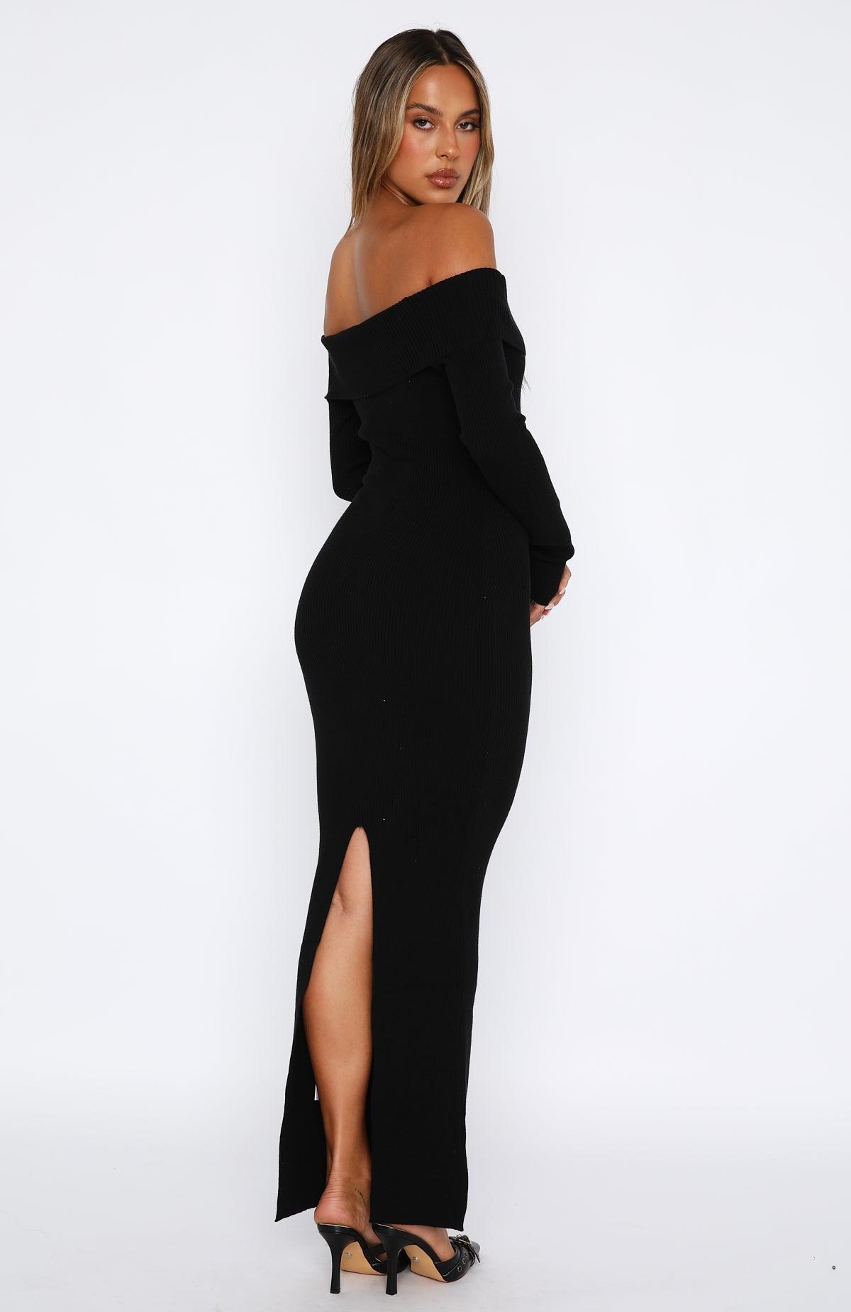 Don't Call Me Anymore Long Sleeve Maxi Dress Black Product Image