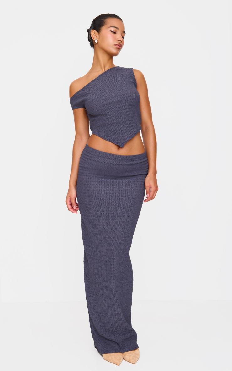 Blue Grey Textured Maxi Skirt Product Image