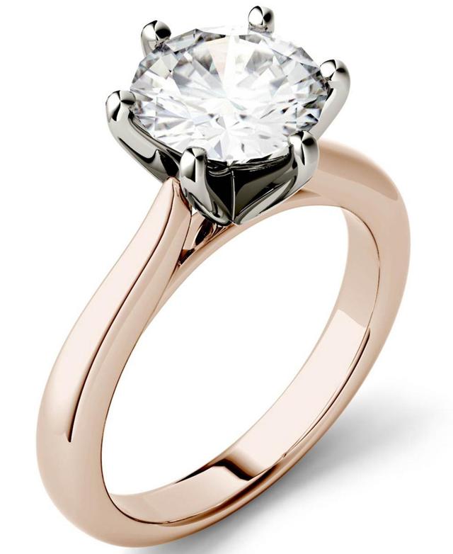 Moissanite Solitaire Engagement Ring 1-9/10 ct. t.w. Diamond Equivalent in 14k White, Yellow or Rose Gold Product Image