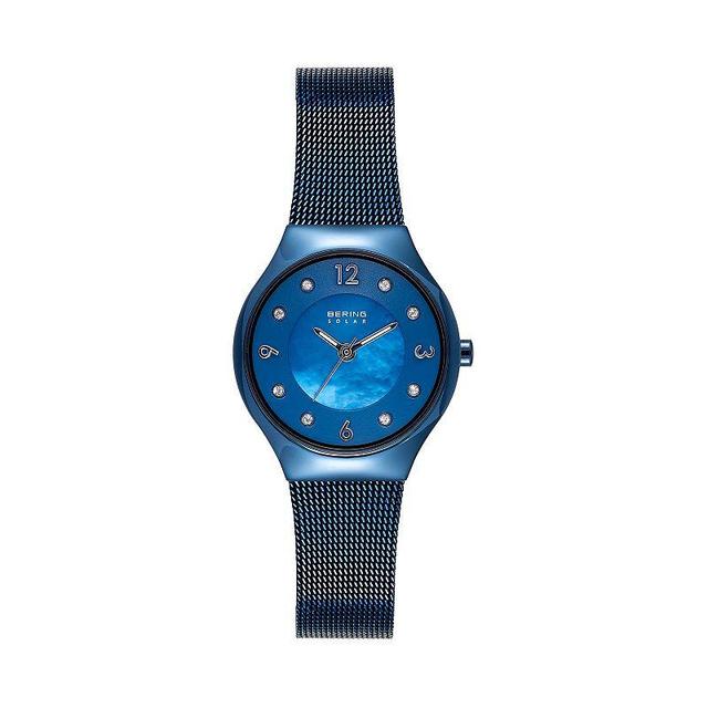 Bering Ladies Slim Solar Stainless Steel Mesh Watch - Blue Product Image