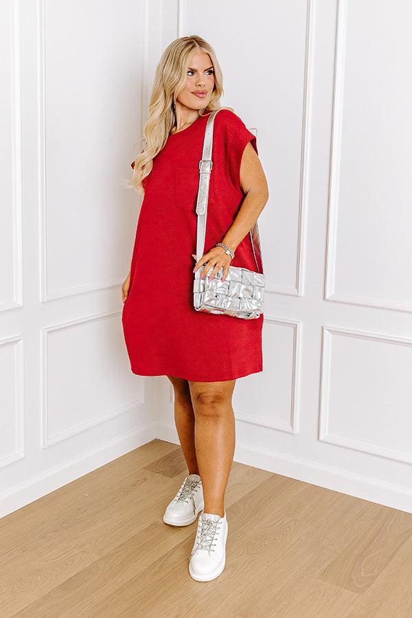 Sunny Days Shift Dress in Crimson Curves Product Image