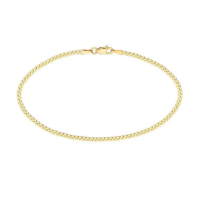 14k Gold 2 mm Serpentine Chain Bracelet, Womens Yellow Product Image