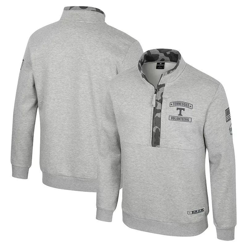 Mens Colosseum Heather Gray Tennessee Volunteers OORAH OHT Military Appreciation Fleece Quarter-Zip Jacket Product Image