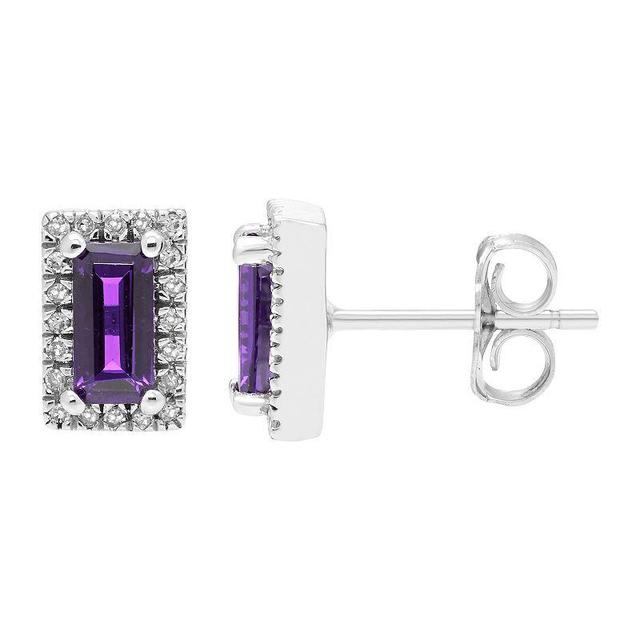 The Regal Collection 14k White Gold Amethyst Baguette & Diamond Accent Earrings, Womens, Purple Product Image