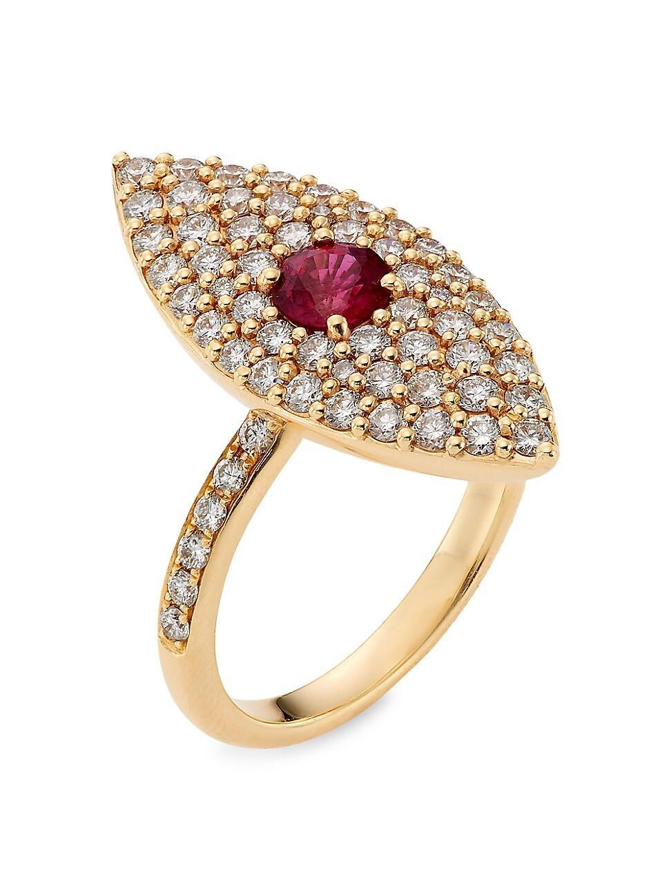 Womens Evil Eye 18K Rose Gold, Ruby & 1.01 TCW Diamond Ring Product Image