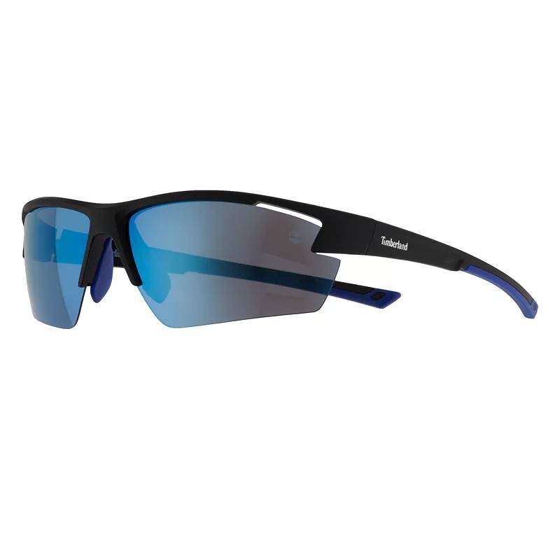 Mens Timberland 74mm Polarized Semi-Rimless Sport Wrap Frame Sunglasses Product Image