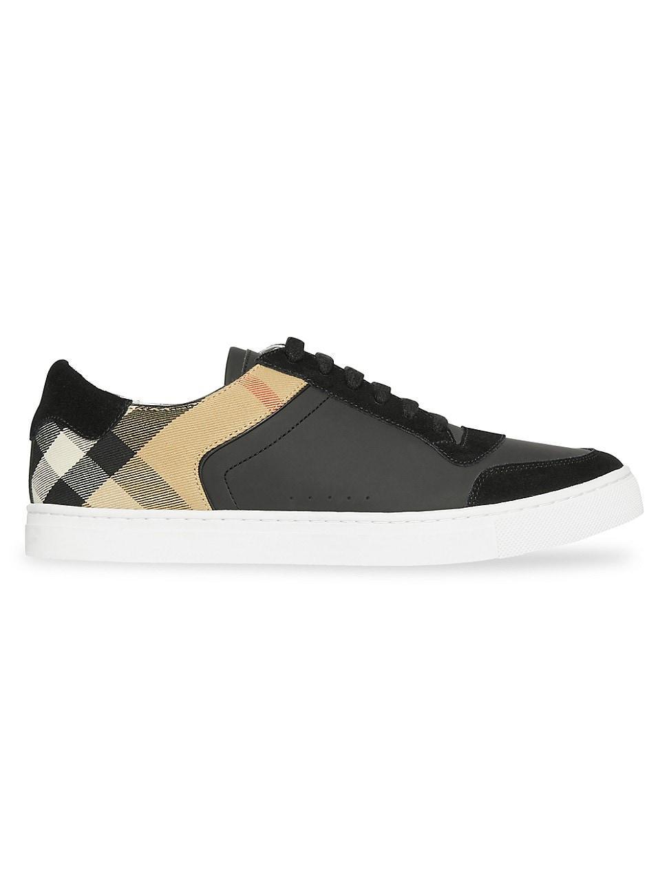 Mens Reeth Low-Top Check Detail Leather Sneakers Product Image