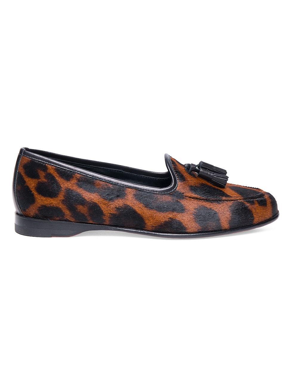 Womens Leopard Calf Hair Tassel Loafers product image