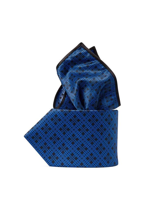 Mens Luxury Hand Printed Silk Tie Set Product Image