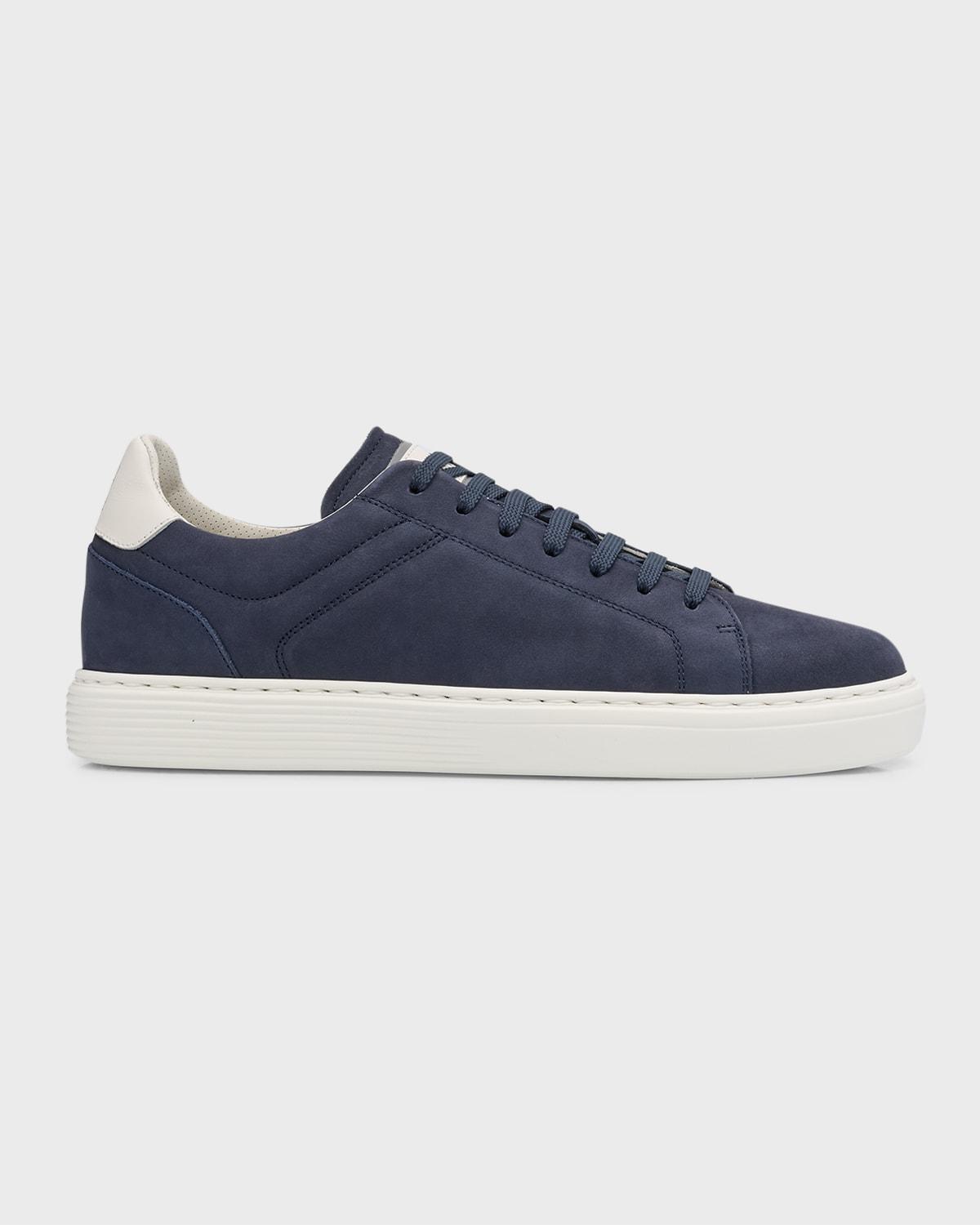 Men's Nubuck Calfskin Low-Top Sneakers Product Image