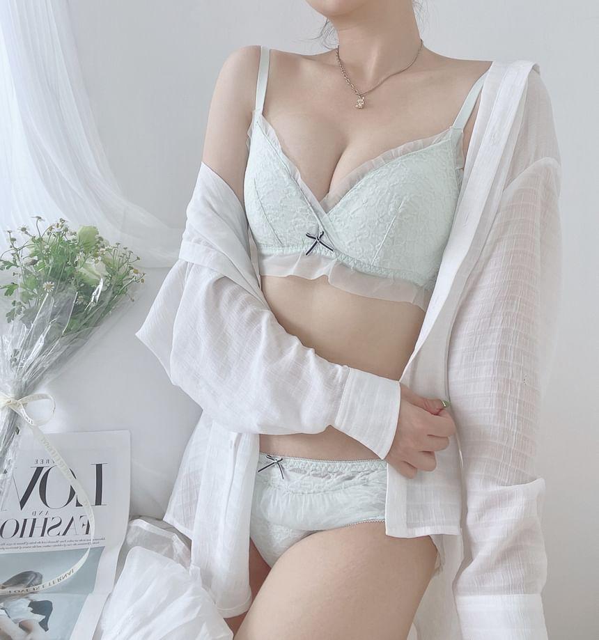 Plain Bow Frill Wireless Bra Product Image