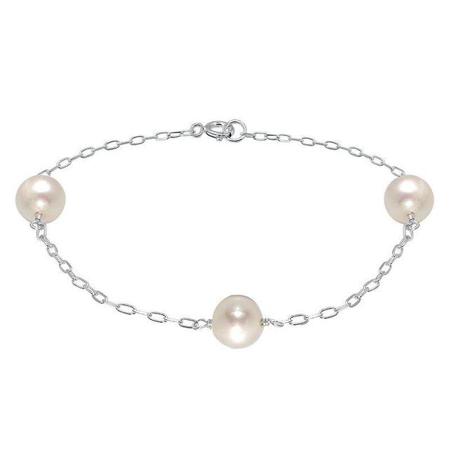 Aleure Precioso Sterling Silver Freshwater Cultured Pearl Chain Bracelet, Womens Silver Tone Product Image