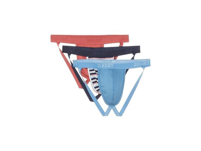 2(X)IST 3-Pack Cotton Stretch No Show Brief (Mineral Red/Multi Stripe/Lichen Blue) Men's Underwear Product Image