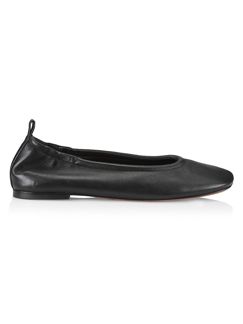 Womens Stretch-Back Leather Ballet Flats product image