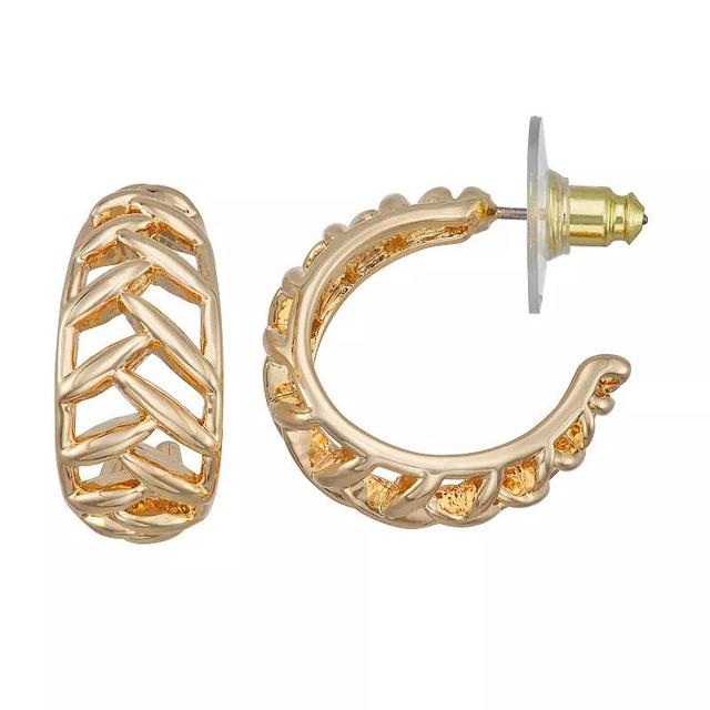 Napier Gold Tone Fall Leaves C-Hoop Earrings, Womens Product Image