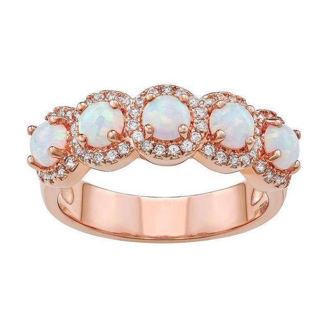 14k Rose Gold Over Silver Lab-Created White Opal Ring, Womens Pink Tone Product Image