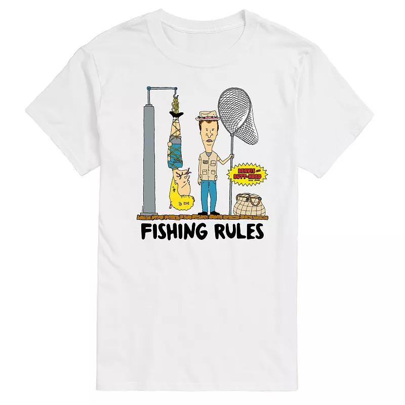 Mens Beavis & Butthead Fishing Rules Graphic Tee Product Image