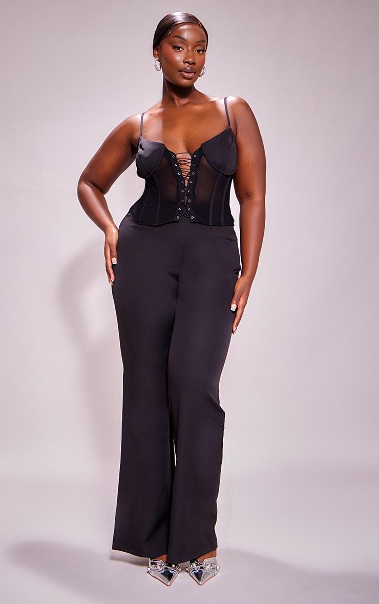 Plus Black Lace Corset Detail Jumpsuit Product Image