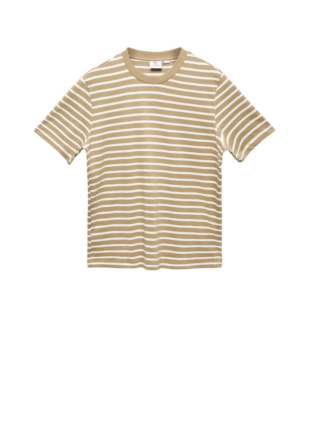 MANGO MAN - Striped cotton T-shirt light/pastel greyMen Product Image