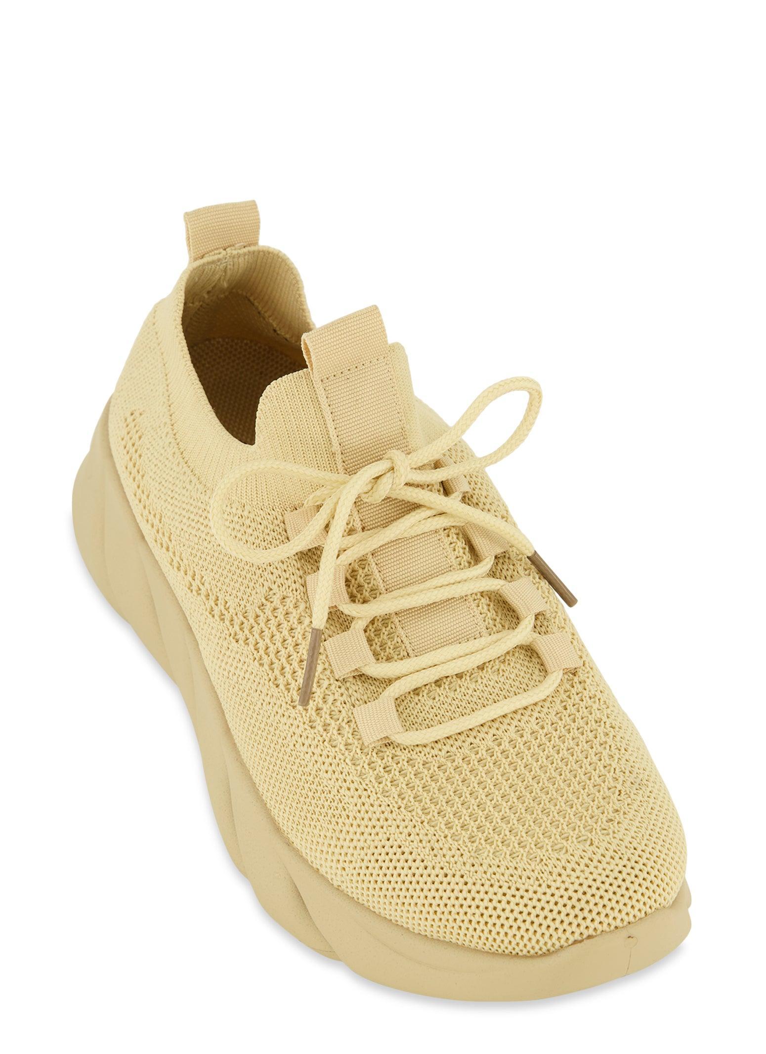 Womens Textured Knit Slip On Platform Sneakers Product Image