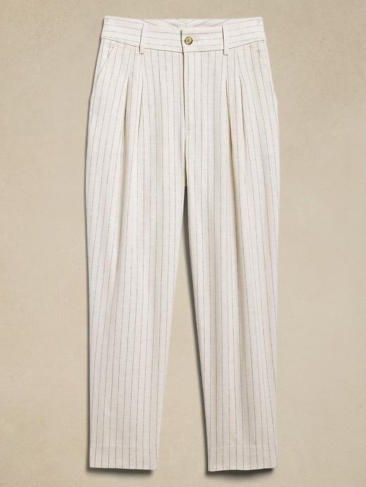 Linen-Blend Herringbone Pleated Pant Product Image