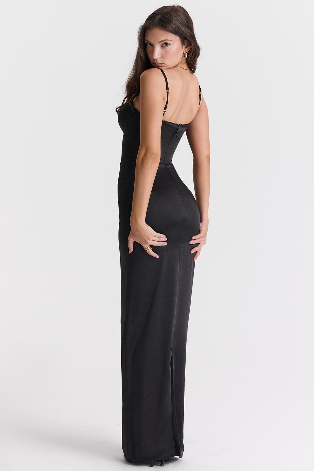 Stefania Black Corset Maxi Dress Product Image