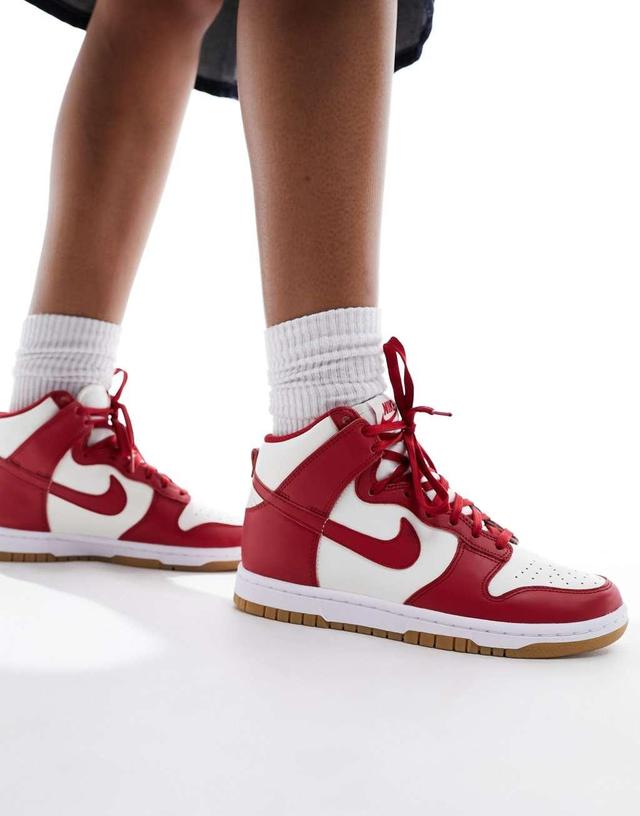 Nike Dunk High sneakers in red and white Product Image