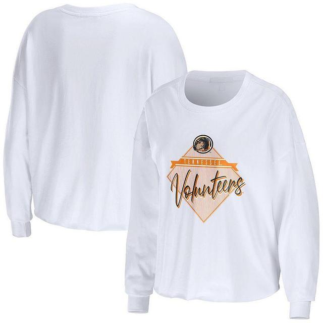 Womens Wear by Erin Andrews White Tennessee Volunteers Diamond Long Sleeve Cropped T-shirt Product Image