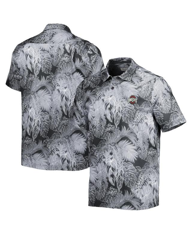 Mens Tommy Bahama Black Ohio State Buckeyes Coast Luminescent Fronds Camp Button-Up Shirt Product Image