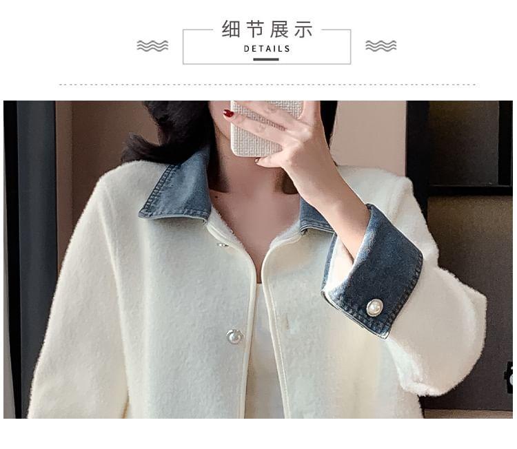 Denim Collar Button-Up Jacket Product Image