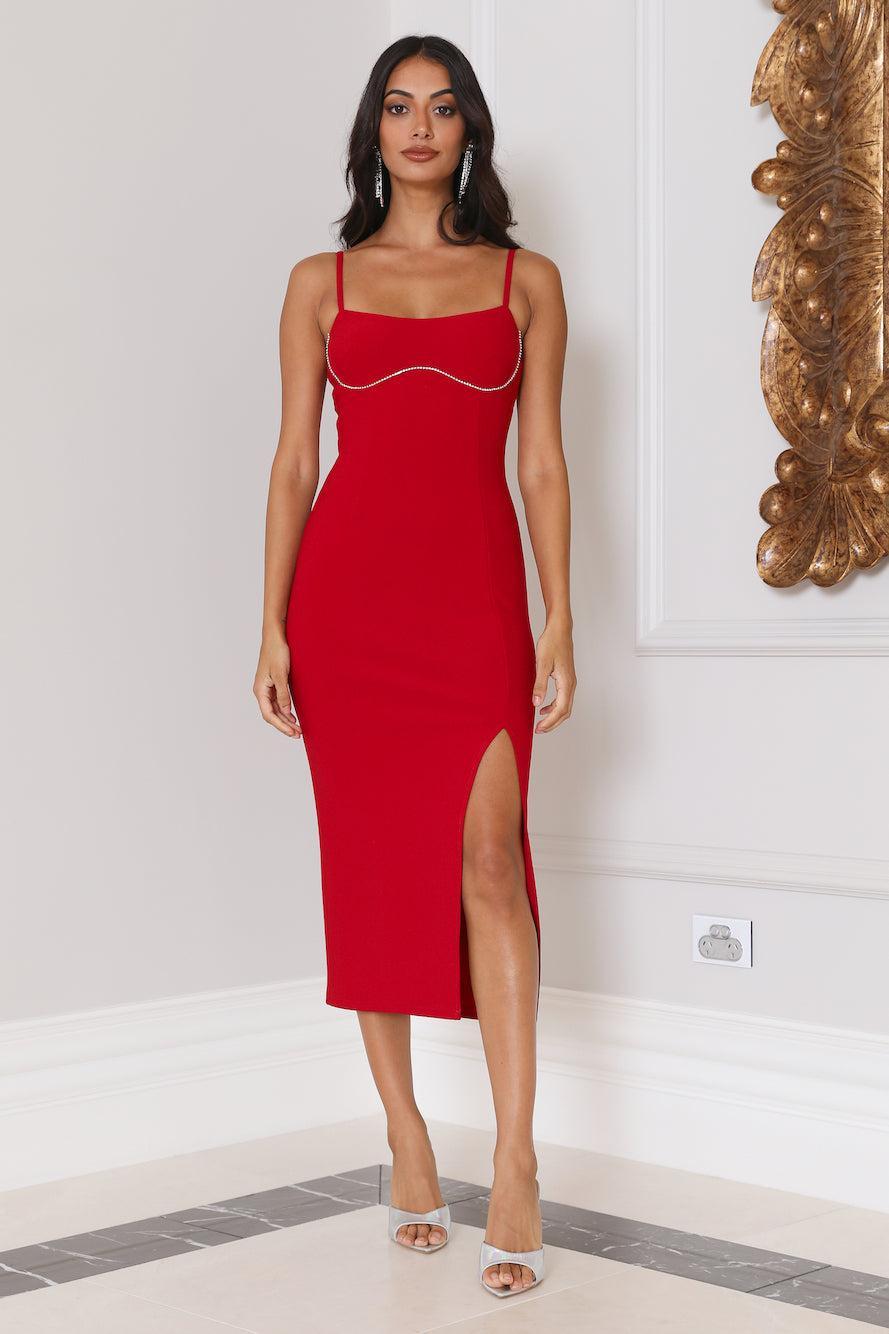 Szn To Party Midi Dress Red Product Image