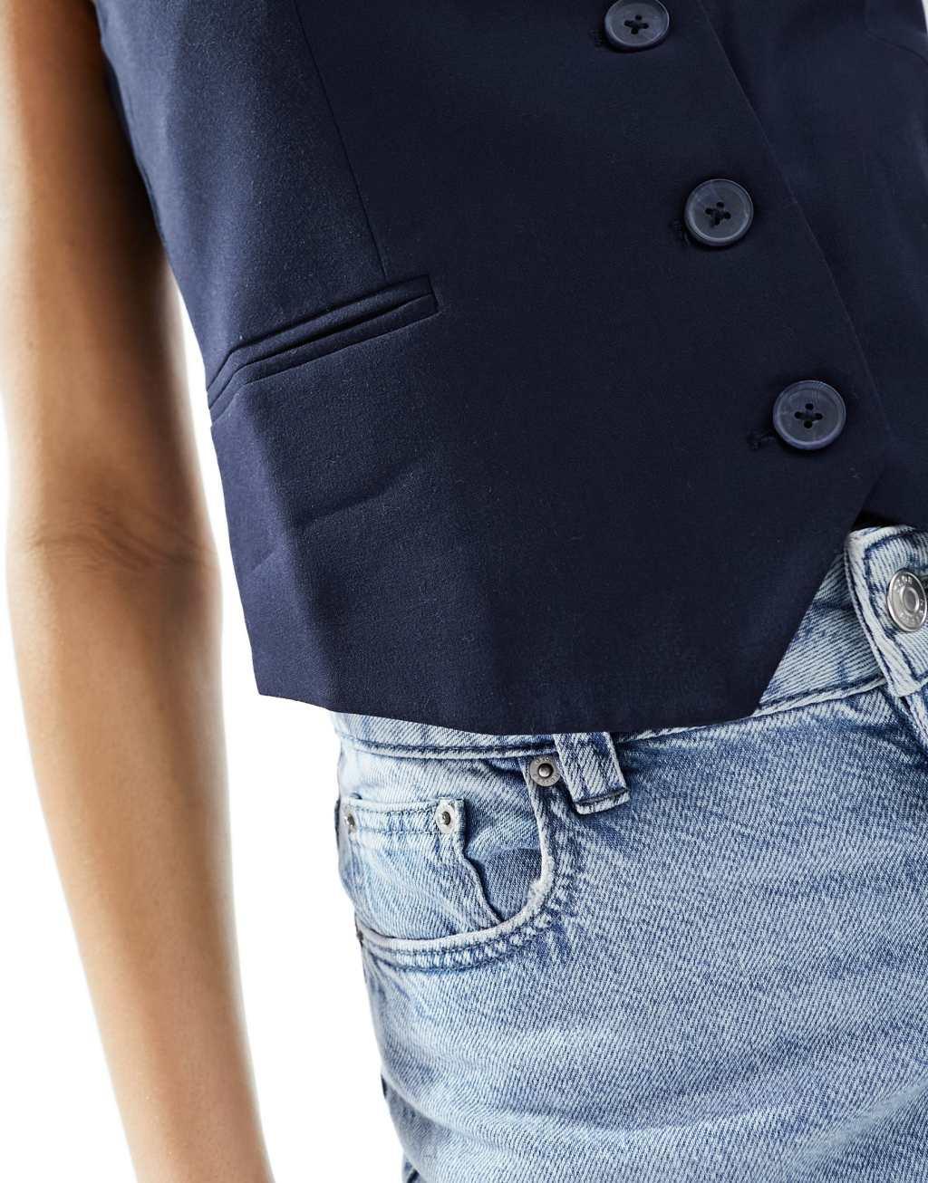 Stradivarius tailored vest in navy Product Image