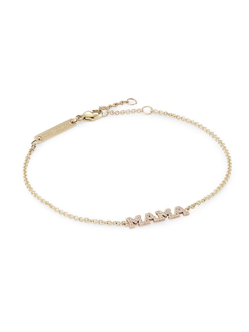 Womens Itty Bitty Words 14K Gold & Diamond Mama Bracelet Product Image