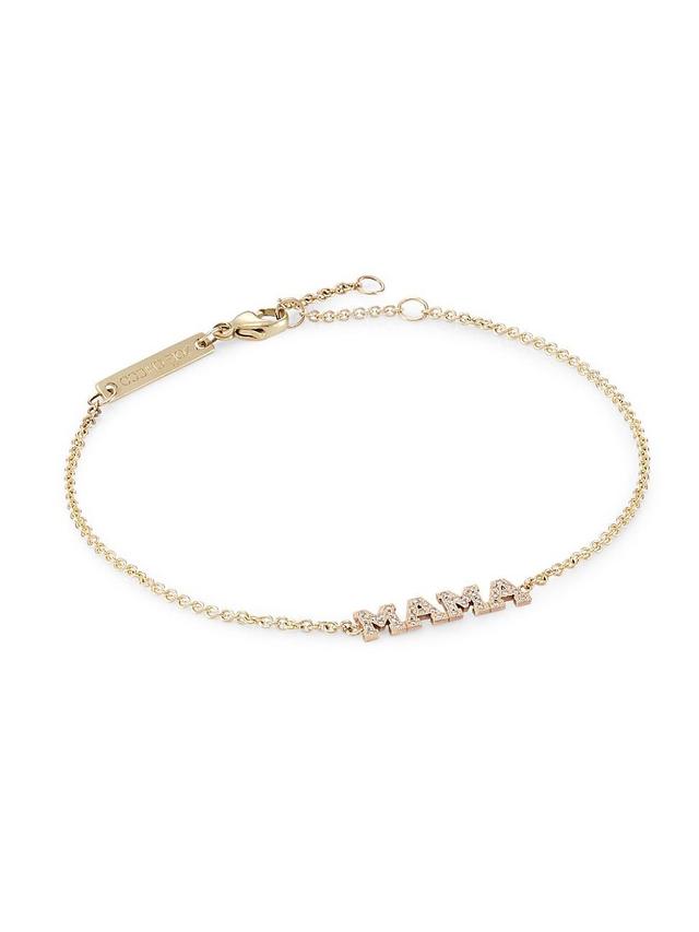 Womens Itty Bitty Words 14K Gold & Diamond Mama Bracelet Product Image