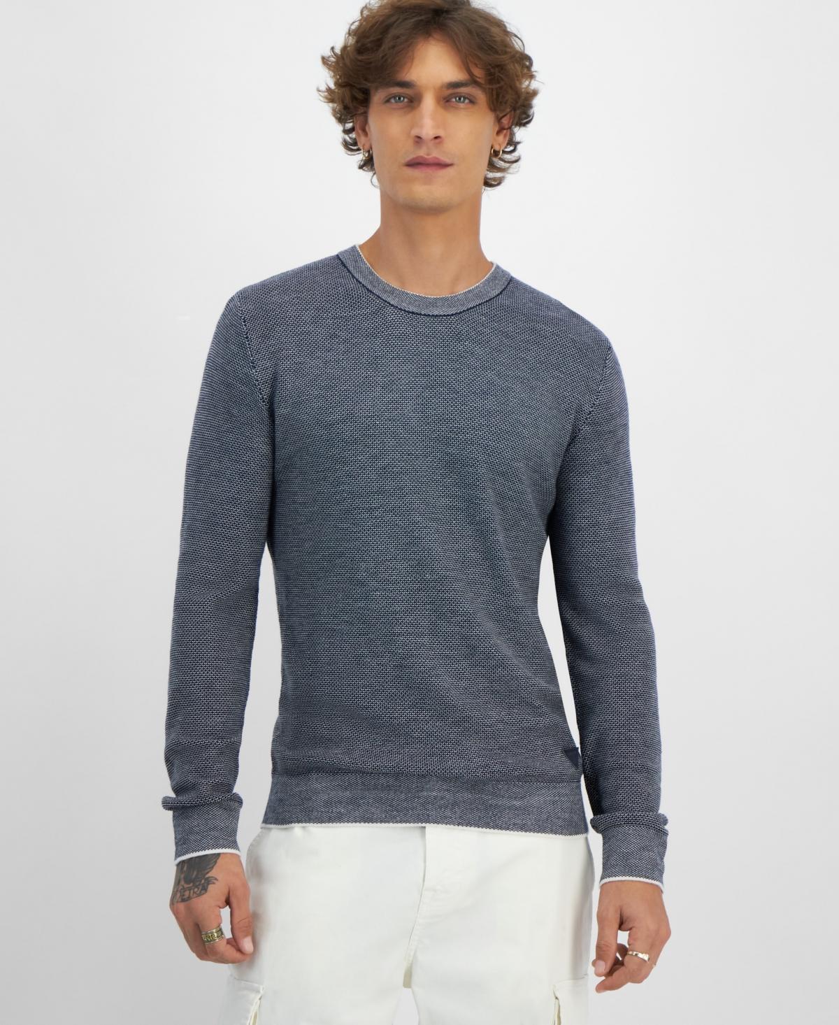 Guess Mens Earle Relaxed Fit Long Sleeve Stitched Crewneck Sweater Product Image