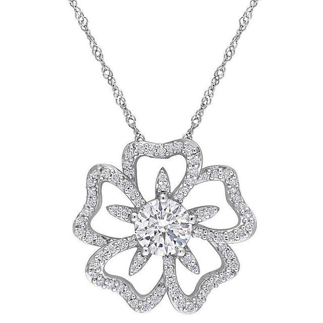 Stella Grace Sterling Silver 1 1/10 Carat T.W. Lab-Created Moissanite Flower Pendant Necklace, Womens Product Image