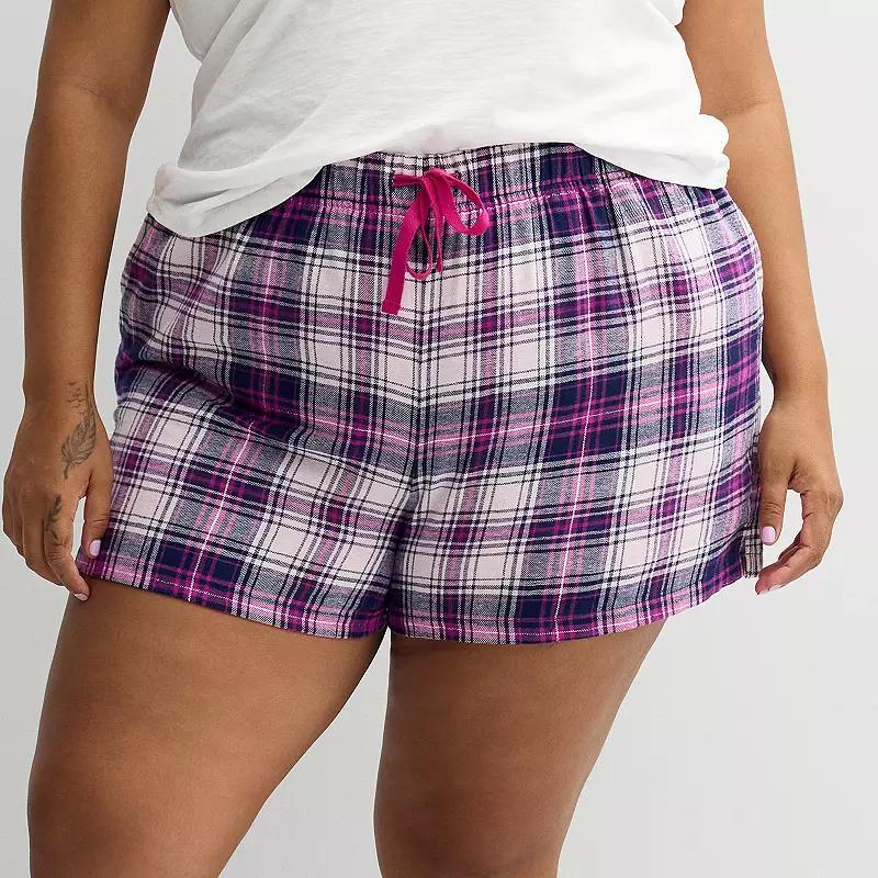 Plus Size Sonoma Goods For Life Flannel Boxer, Womens Blue Black Plaid Product Image