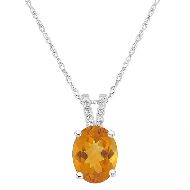 Alyson Layne 10k White Gold Oval Gemstone Diamond Accent Pendant Necklace, Womens Citrine Product Image