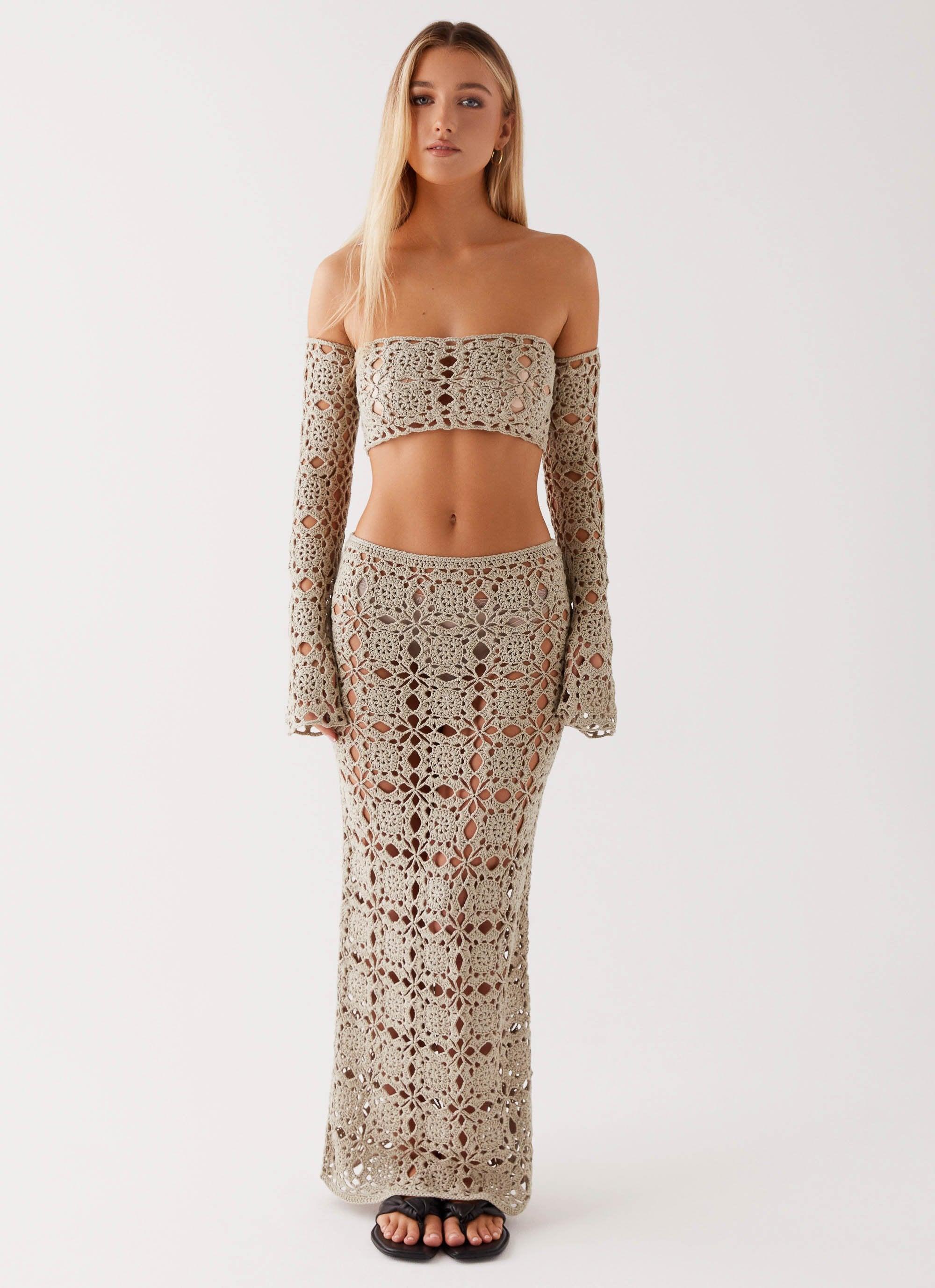 Sorrentino Crochet Long Sleeve Top - Sage Product Image