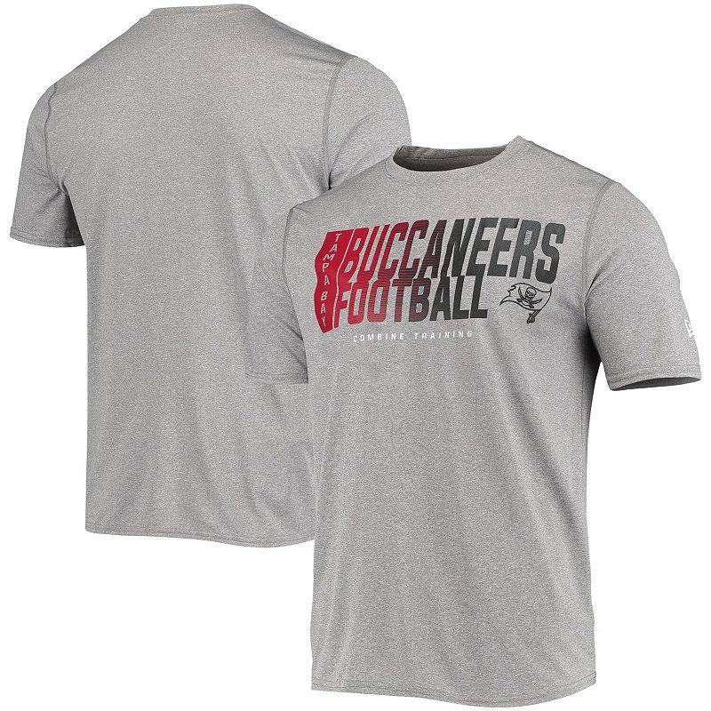 Mens New Era Heathered Gray Tampa Bay Buccaneers Combine Authentic Game On T-Shirt Product Image