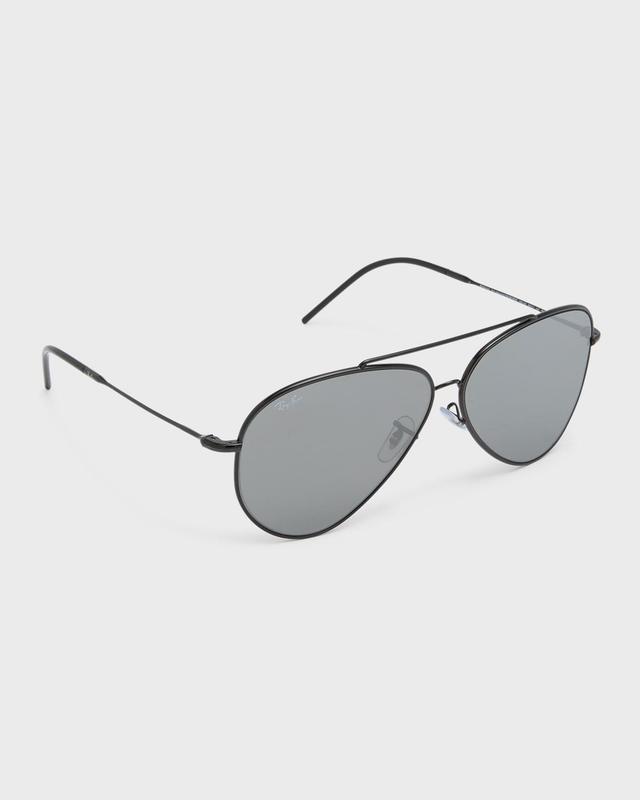 Mens Aviator Reverse Metal Aviator Sunglasses, 62MM Product Image