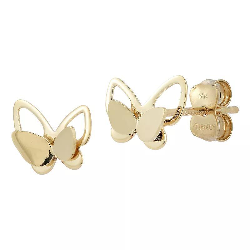 LUMINOR GOLD 14k Gold Butterfly Stud Earrings, Womens Product Image