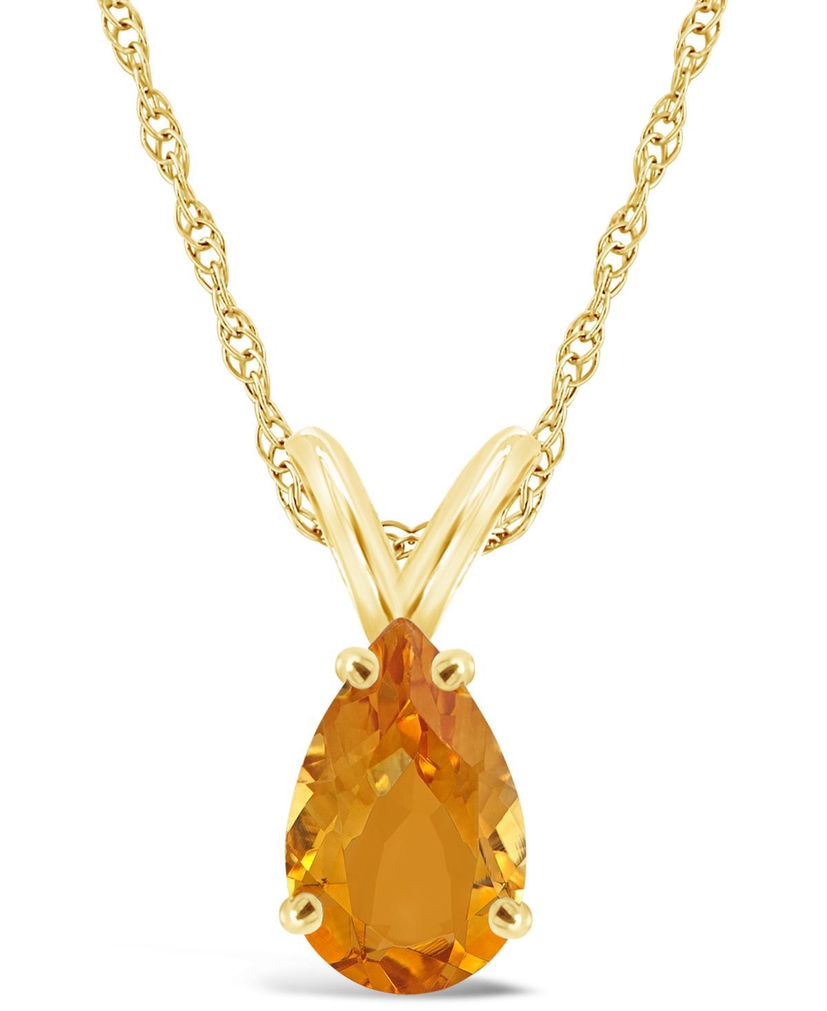 Celebration Gems 14k Gold Gemstone Teardrop Pendant Necklace, Womens, Size: 18, Orange Product Image