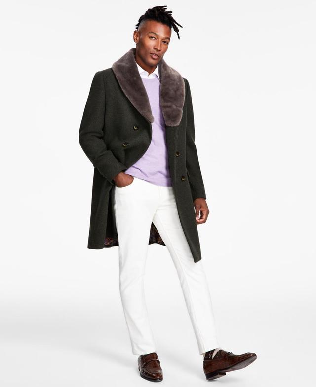 Tayion Collection Mens Classic-Fit Double-Breasted Wool Blend Overcoats Product Image